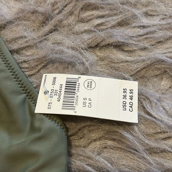 Matt aerie scoop olive green and hot pink embellished swimsuit top size xs - Picture 3 of 5